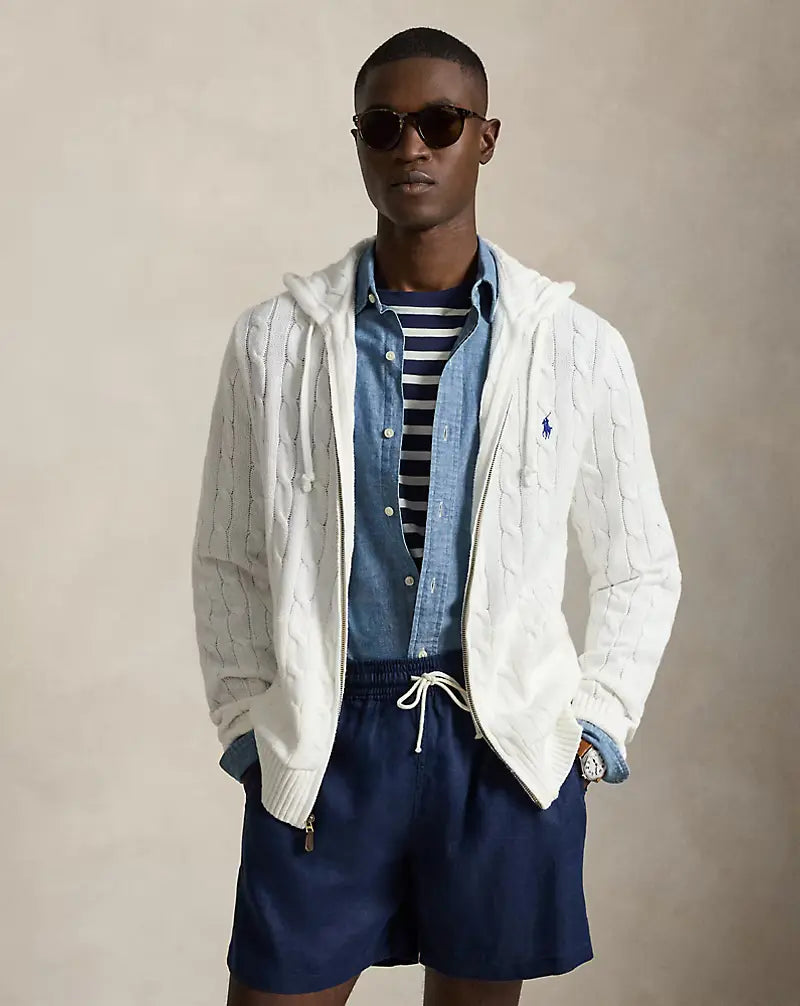 POLO RALPH LAUREN – Cardigan zippé à capuche Blanc