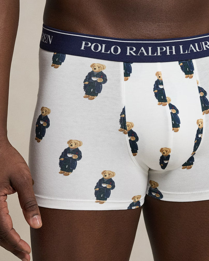 POLO RALPH LAUREN - Lot de 3 boxers classiques en coton stretch Marine / Vert / Blanc