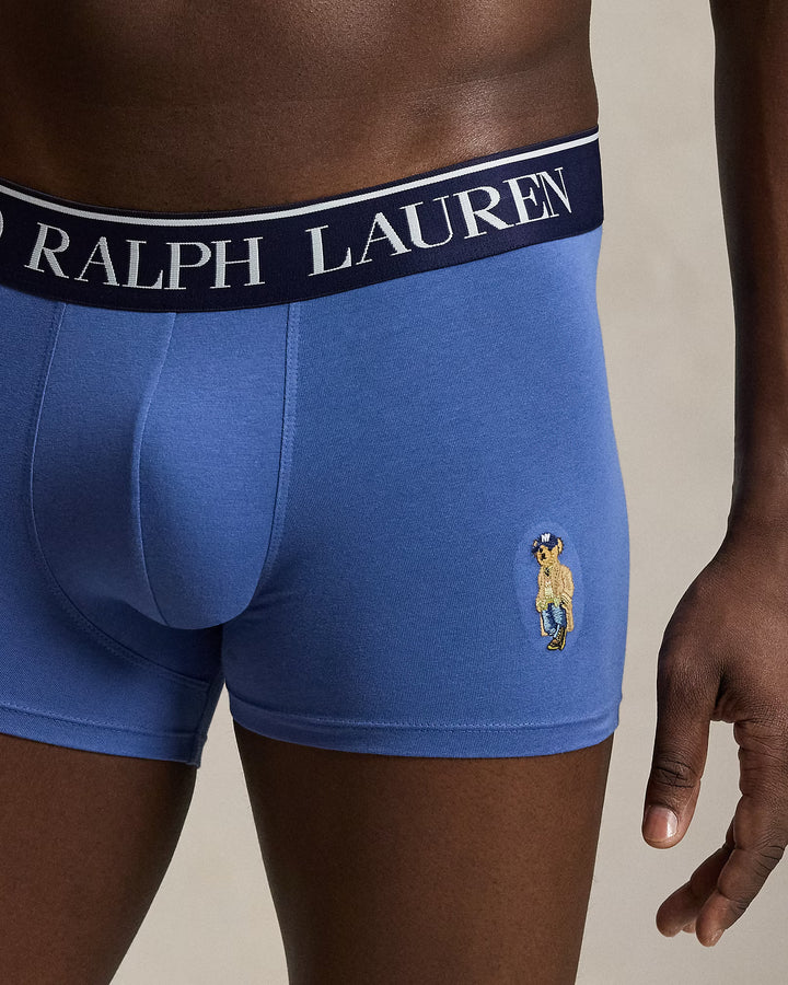 POLO RALPH LAUREN - Lot de 2 Boxers en Coton Stretch Bleu Bastille et Vert Treillis