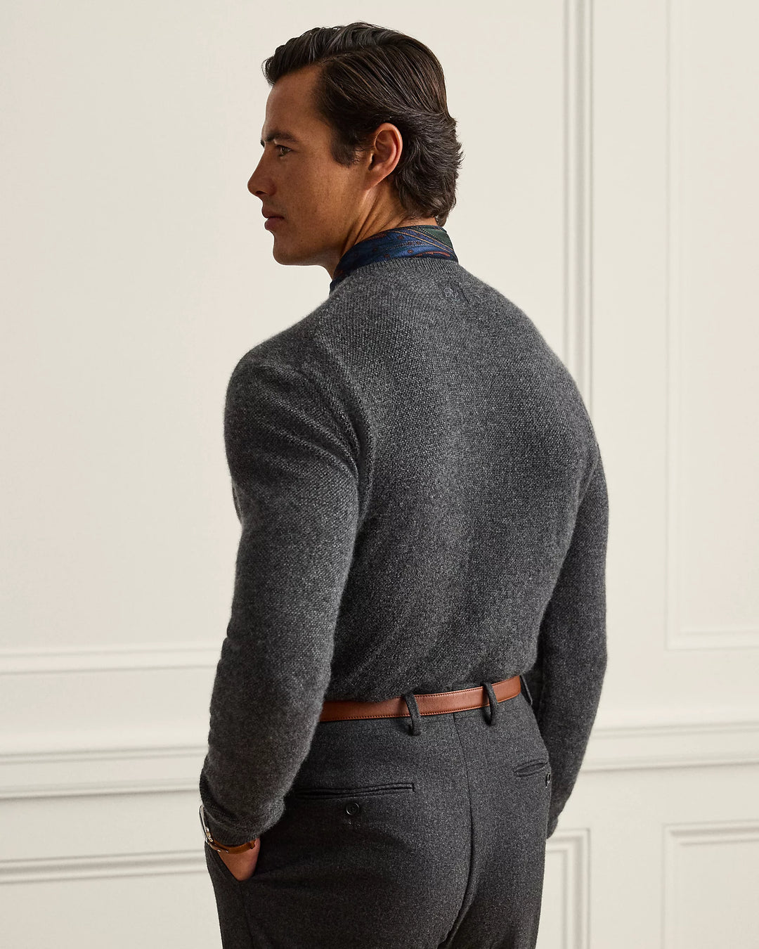 POLO RALPH LAUREN - Pull en cachemire Birdseye Gris foncé chiné