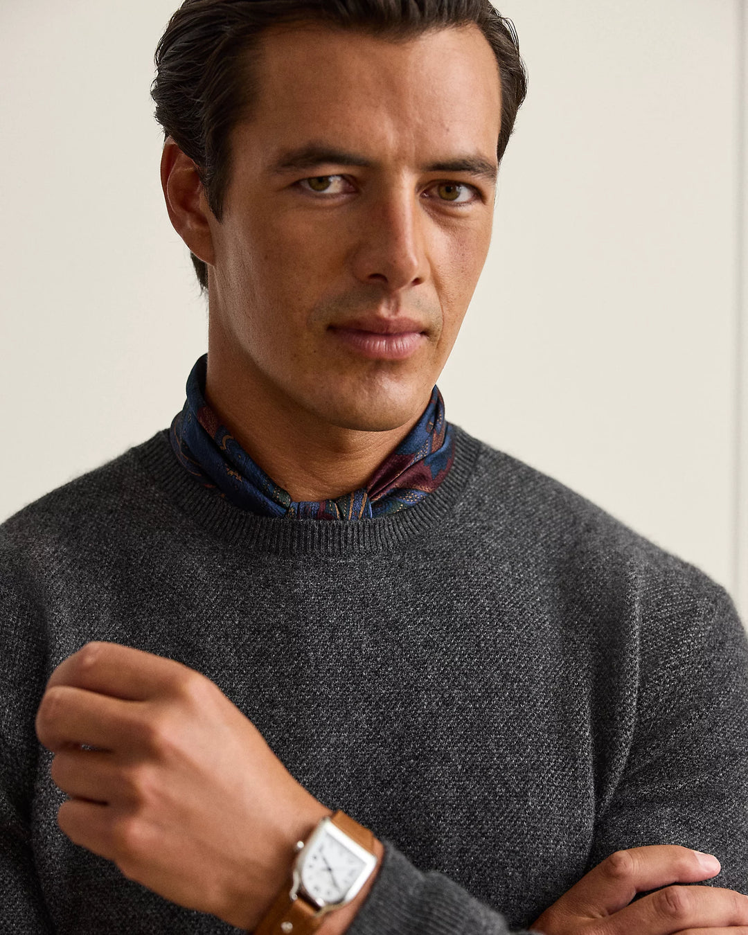POLO RALPH LAUREN - Pull en cachemire Birdseye Gris foncé chiné