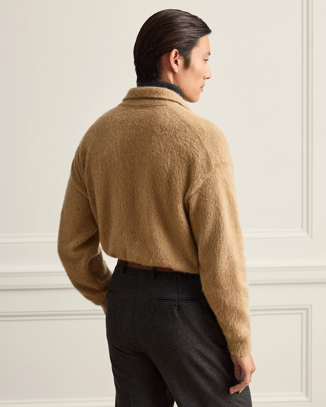 POLO RALPH LAUREN - Pull polo Relaxed Fit en cachemire et alpaga Camel chiné