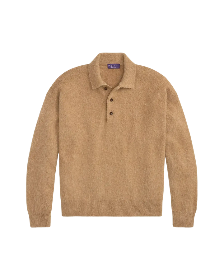 POLO RALPH LAUREN - Pull polo Relaxed Fit en cachemire et alpaga Camel chiné