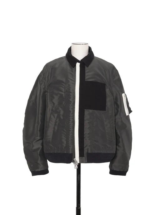 SACAI - Blouson réversible Nylon Twill x Rip Stop Noir / Kaki foncé - Lothaire
