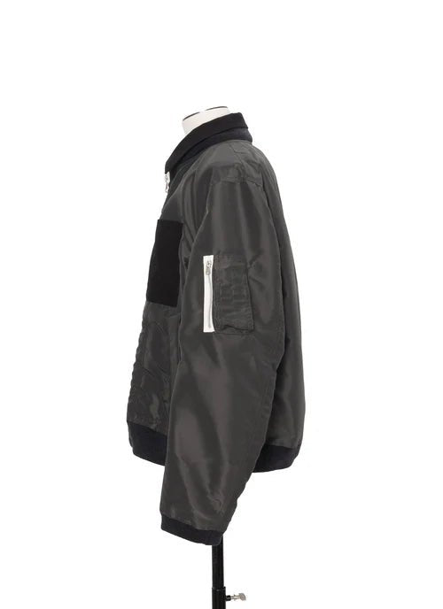 SACAI - Blouson réversible Nylon Twill x Rip Stop Noir / Kaki foncé - Lothaire