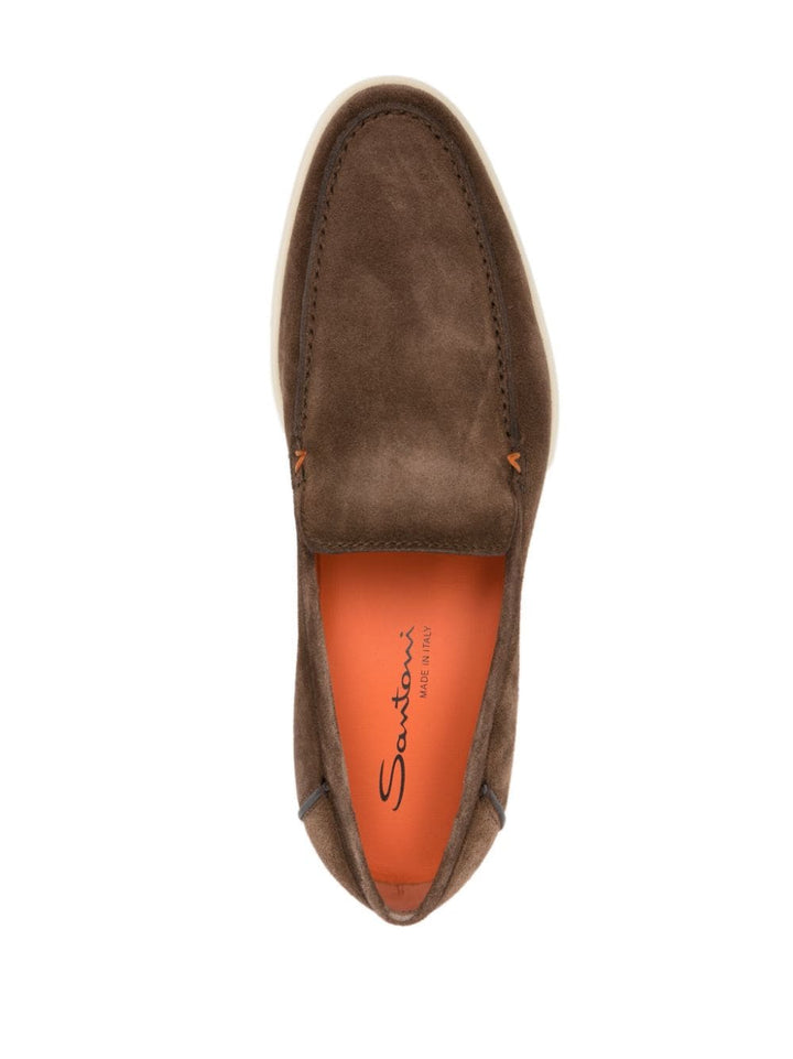 Santoni - Mocassins en daim chocolat - Lothaire