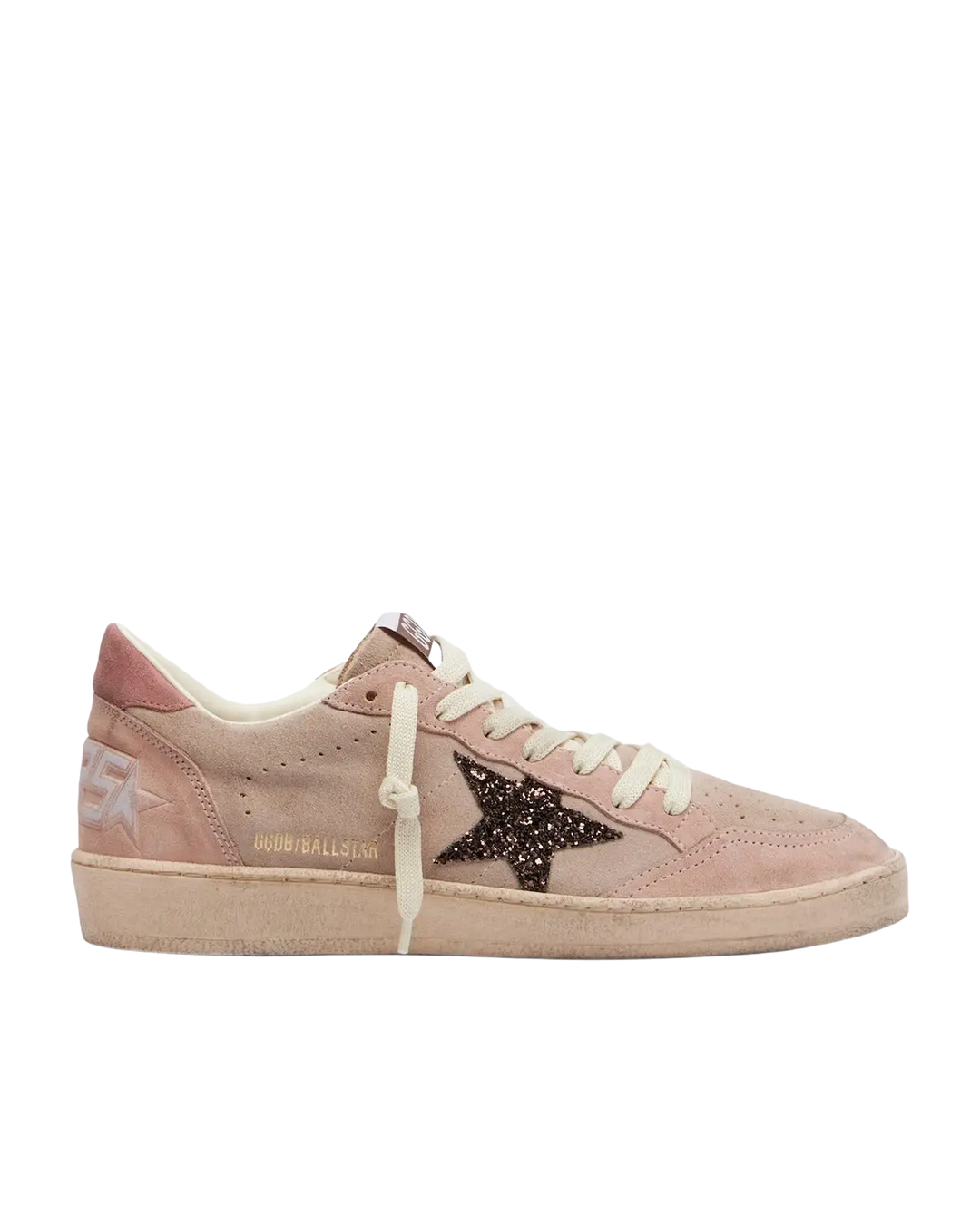GOLDEN GOOSE FEMME - Basket en daim rose avec étoile a paillette