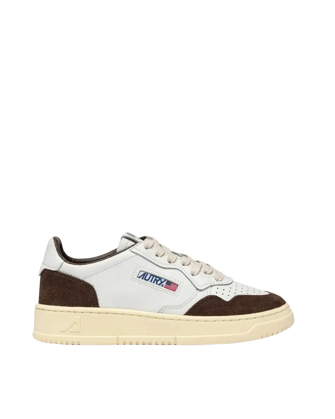 AUTRY - Baskets Medalist Low en cuir Blanc / Acajou