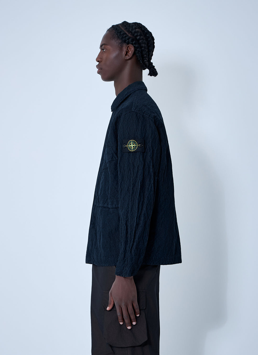 STONE ISLAND - Chemise en velours côtelé à logo Bleu marine
