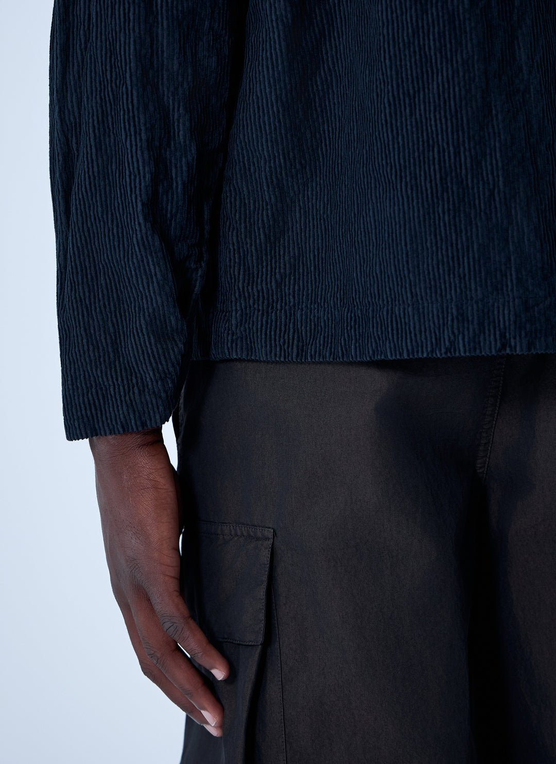 STONE ISLAND - Chemise en velours côtelé à logo Bleu marine
