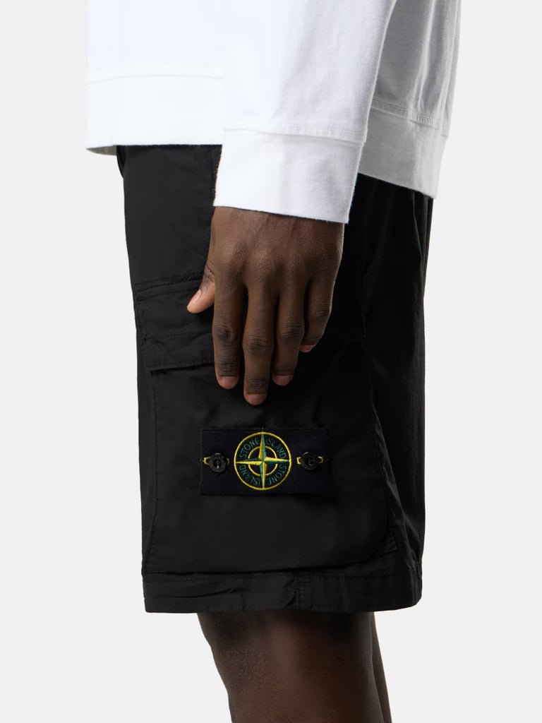 STONE ISLAND - Bermuda cargo coupe classique avec poches zippées Noir - Lothaire