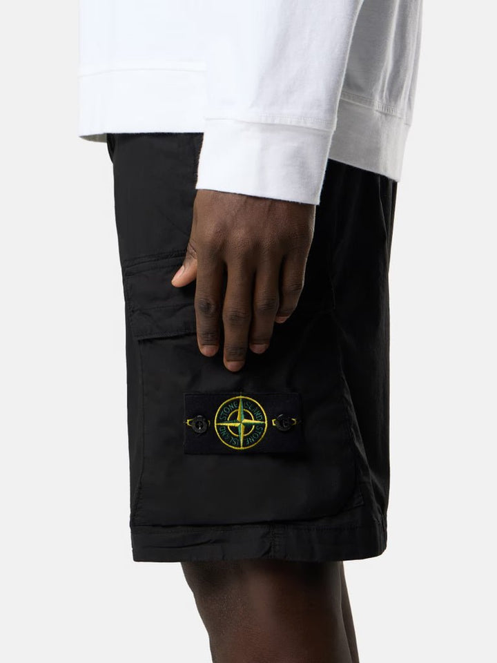 STONE ISLAND - Bermuda cargo coupe classique avec poches zippées Noir - Lothaire