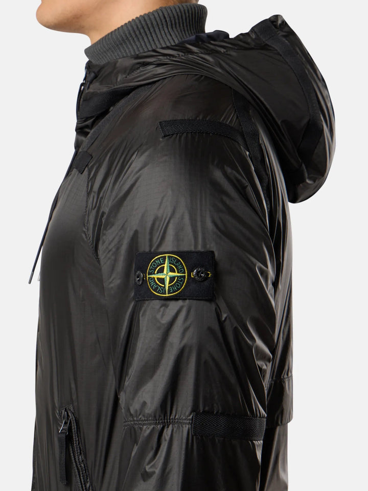 STONE ISLAND - Blouson à capuche léger et déperlant avec détails réfléchissants - Gris plomb - Lothaire