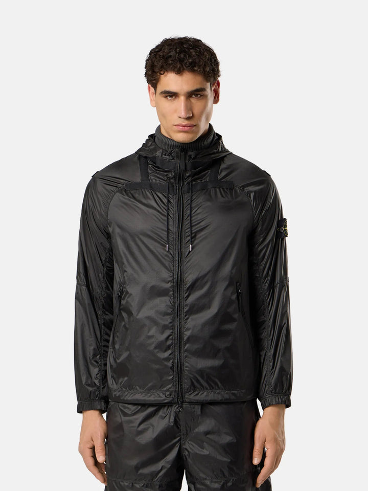 STONE ISLAND - Blouson à capuche léger et déperlant avec détails réfléchissants - Gris plomb - Lothaire