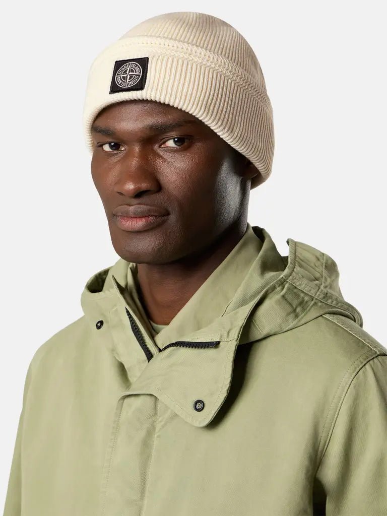 STONE ISLAND – Bonnet en coton biologique côtelé Ivoire - Lothaire