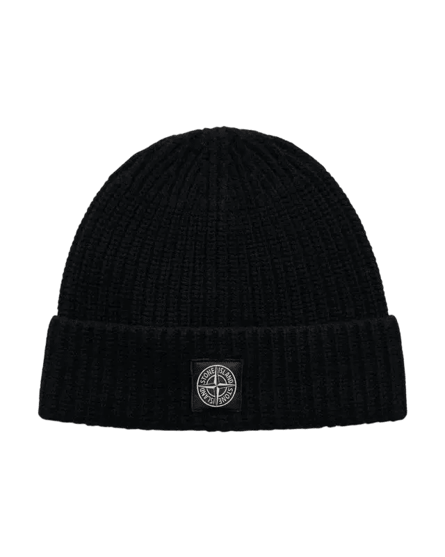 STONE ISLAND – Bonnet en laine vierge Geelong Noir - Lothaire