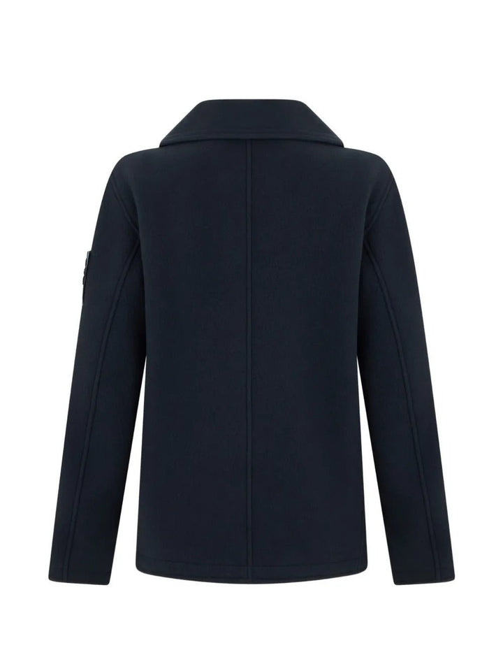 STONE ISLAND - Caban 4100040 en Laine Vierge et Cachemire Bleu Marine - Lothaire