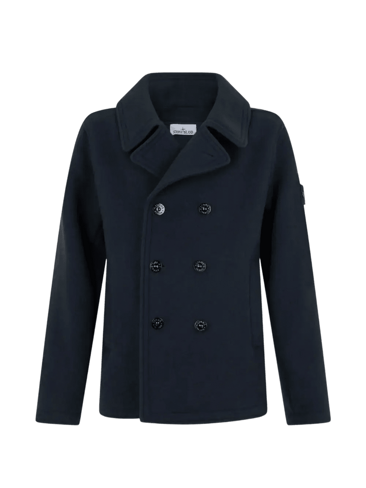 STONE ISLAND - Caban 4100040 en Laine Vierge et Cachemire Bleu Marine - Lothaire