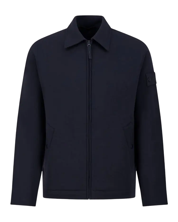 STONE ISLAND - Cardigan zippé en laine et coton Bleu marine