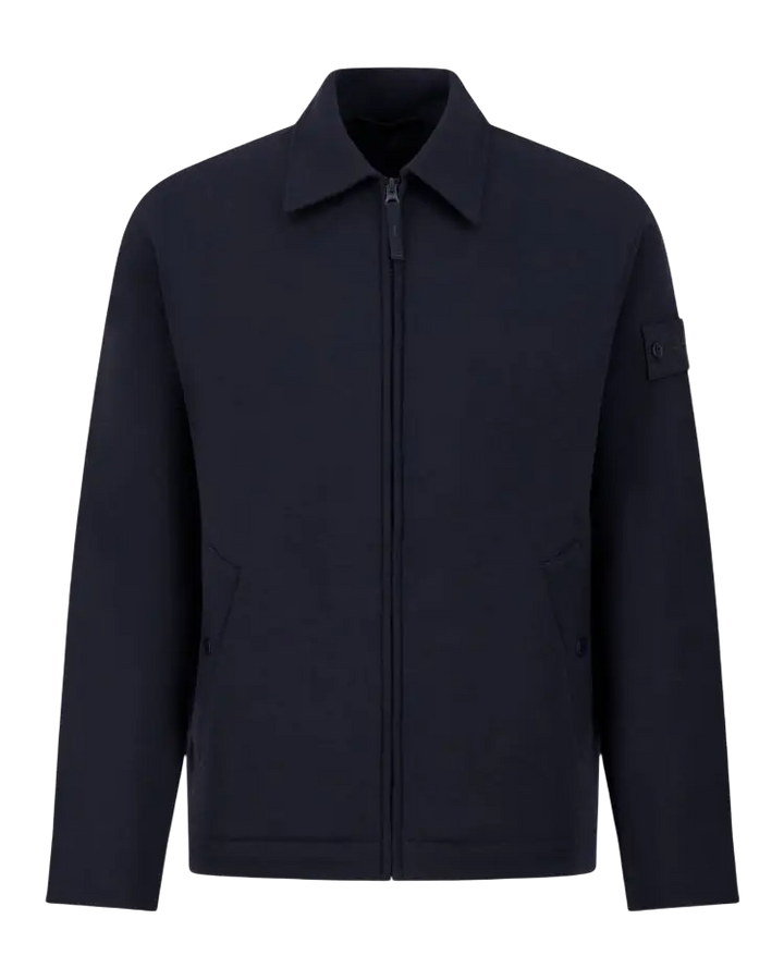 STONE ISLAND - Cardigan zippé en laine et coton Bleu marine