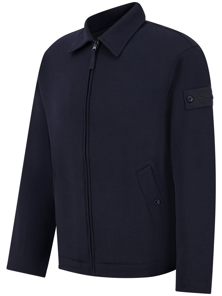 STONE ISLAND - Cardigan zippé en laine et coton Bleu marine
