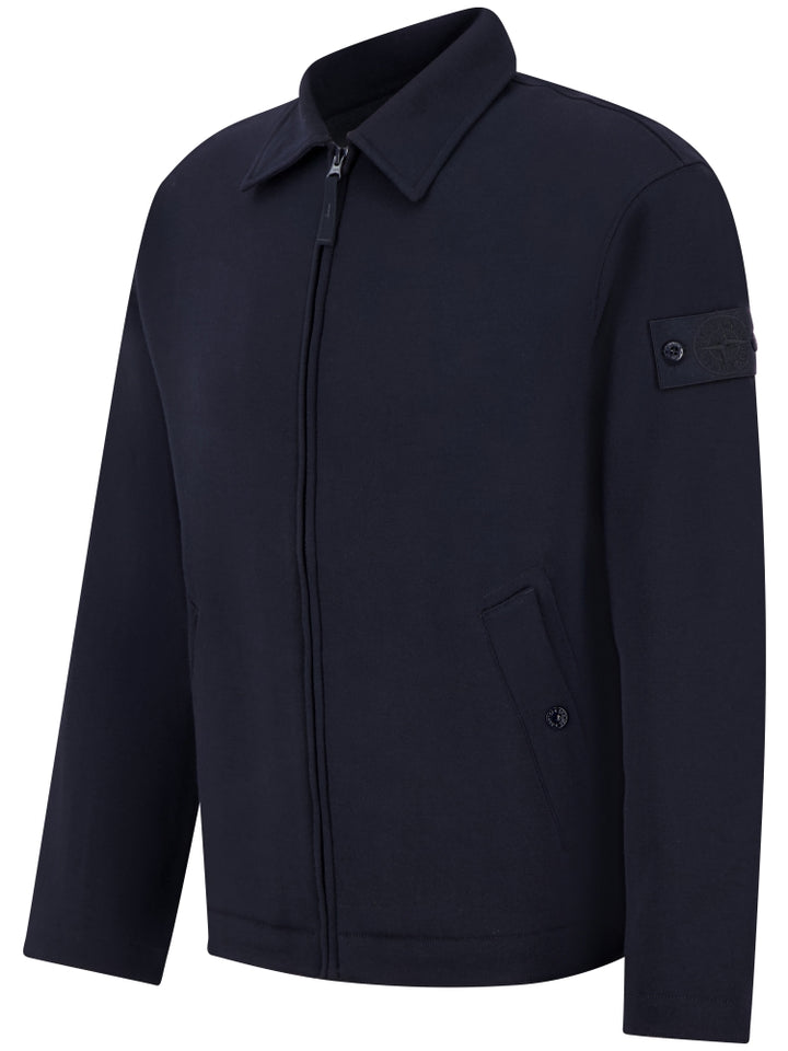 STONE ISLAND - Cardigan zippé en laine et coton Bleu marine