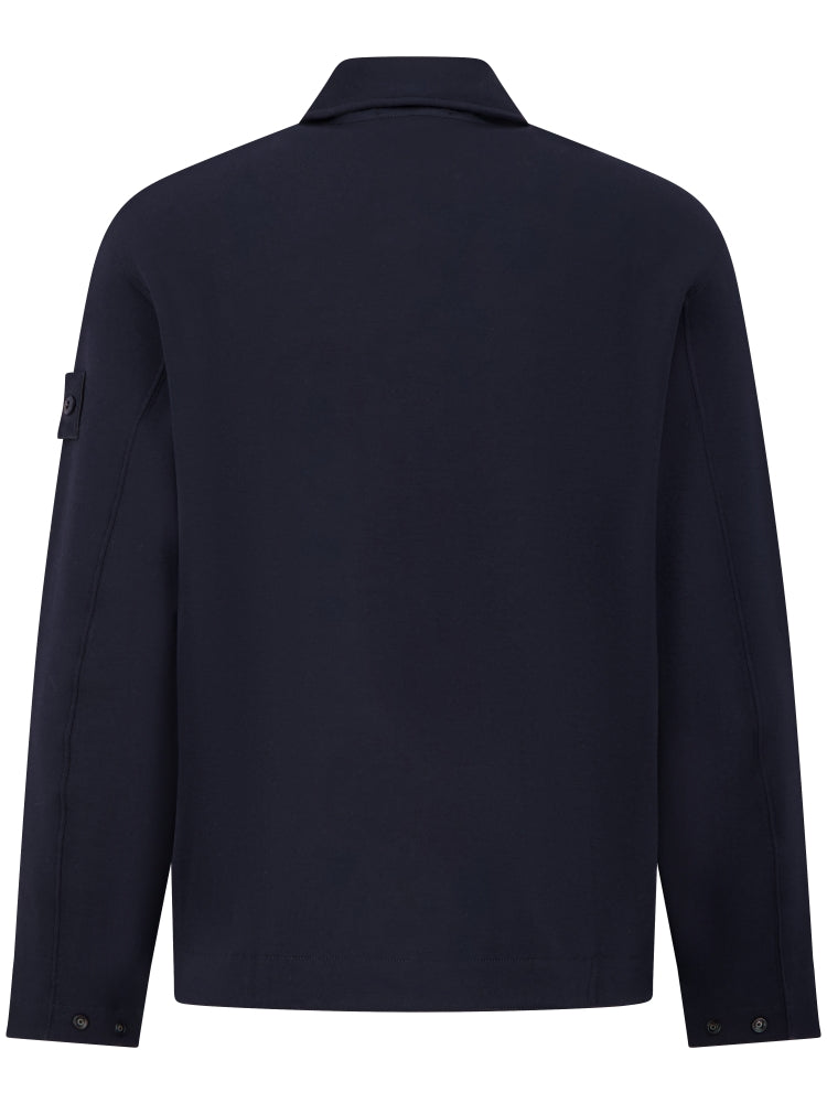 STONE ISLAND - Cardigan zippé en laine et coton Bleu marine