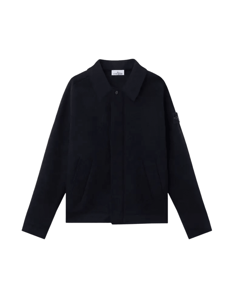 STONE ISLAND - Cardigan en Laine Vierge Feutrée Bleu Marine - Lothaire