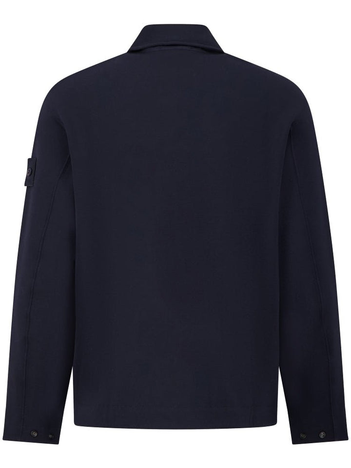 STONE ISLAND - Cardigan zippé en laine et coton Bleu marine - Lothaire