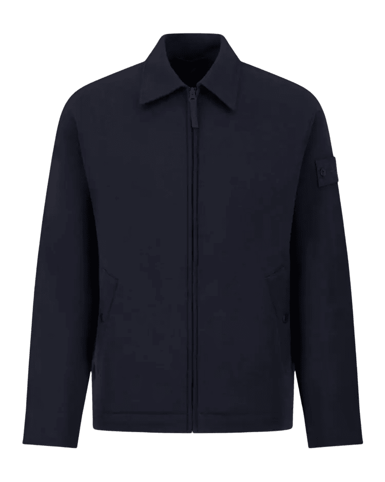 STONE ISLAND - Cardigan zippé en laine et coton Bleu marine - Lothaire