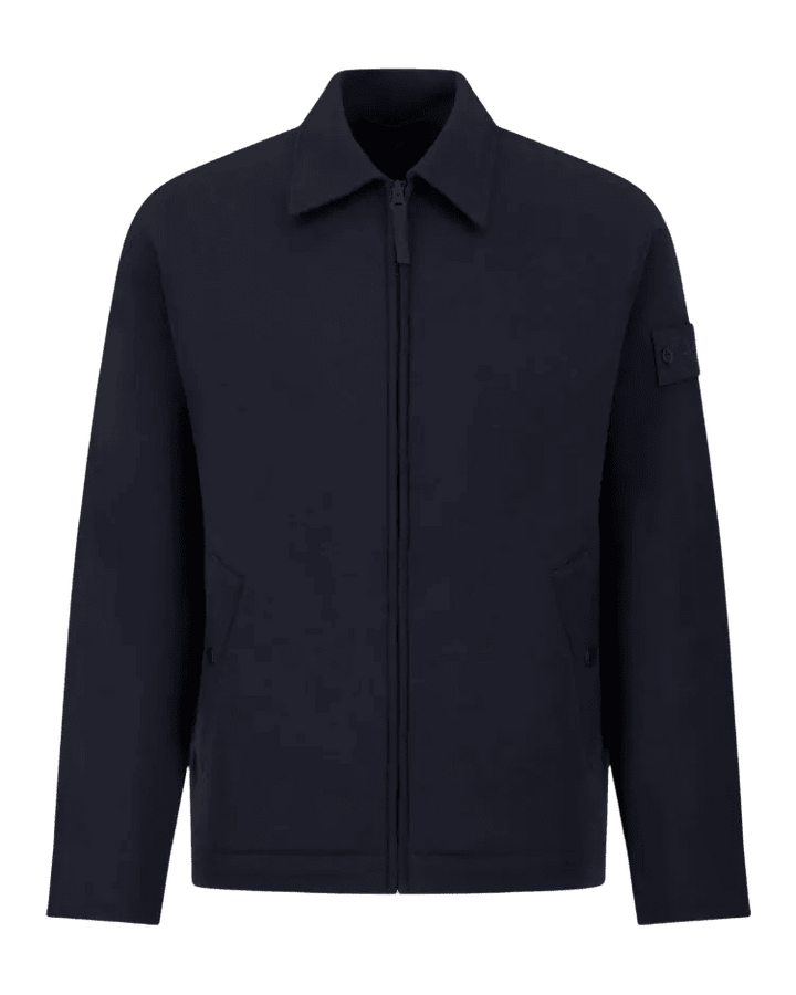 STONE ISLAND - Cardigan zippé en laine et coton Bleu marine - Lothaire