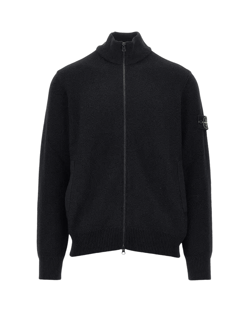 STONE ISLAND - Cardigan zippé en laine vierge Noir - Lothaire