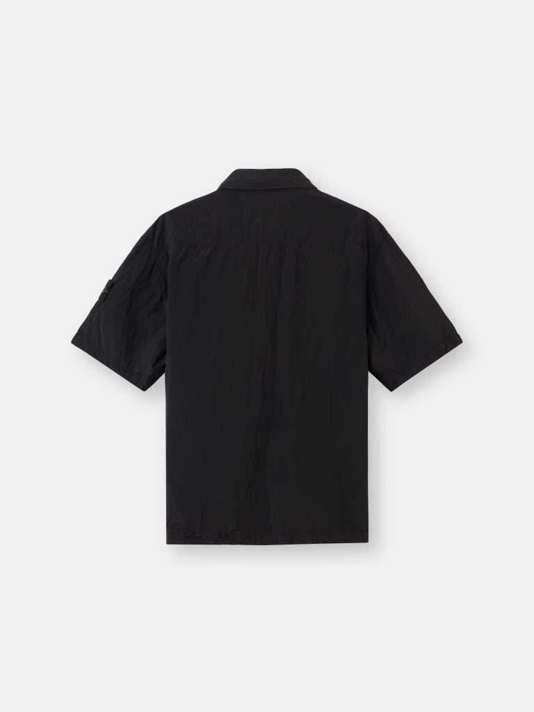 STONE ISLAND - Chemise à manches courtes confortable avec fermeture éclair Noir - Lothaire