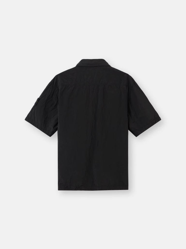 STONE ISLAND - Chemise à manches courtes confortable avec fermeture éclair Noir - Lothaire