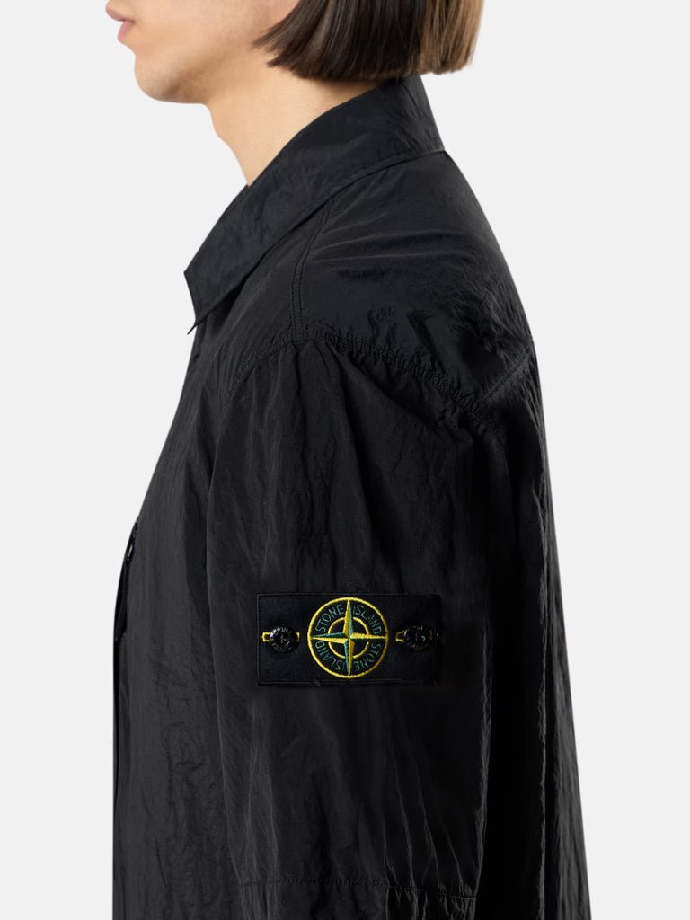 STONE ISLAND - Chemise à manches courtes confortable avec fermeture éclair Noir - Lothaire