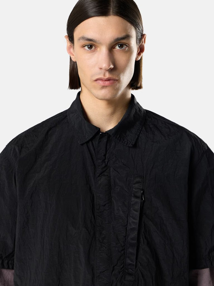 STONE ISLAND - Chemise à manches courtes confortable avec fermeture éclair Noir - Lothaire