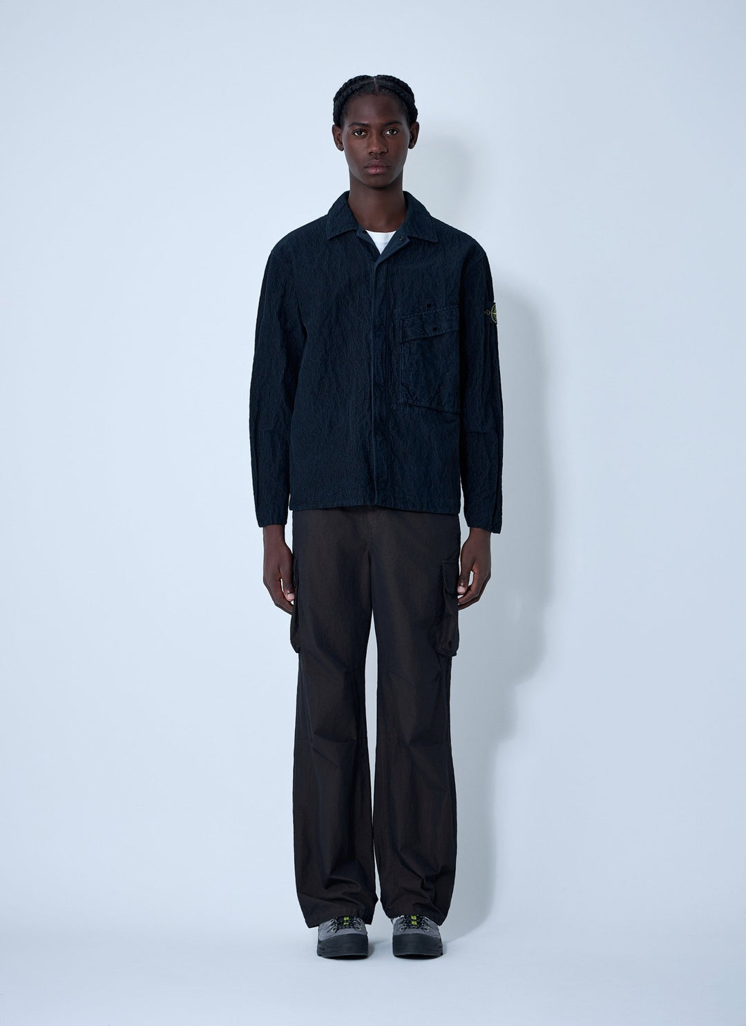 STONE ISLAND - Chemise en velours côtelé à logo Bleu marine - Lothaire