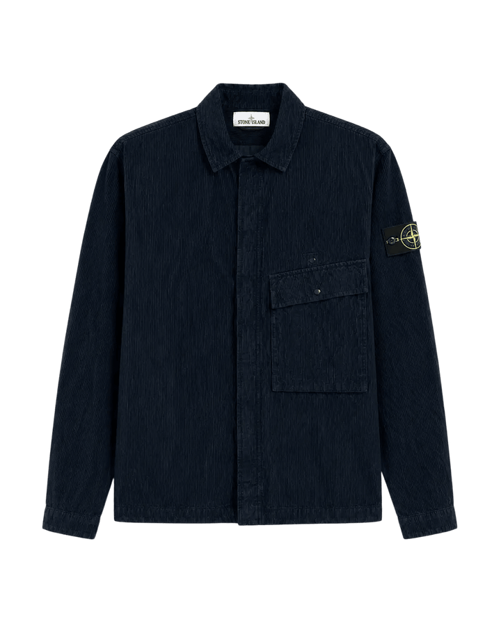 STONE ISLAND - Chemise en velours côtelé à logo Bleu marine - Lothaire