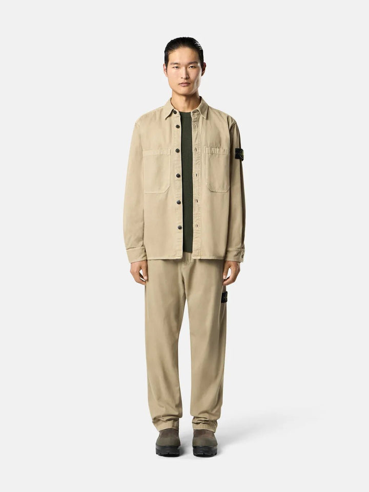 STONE ISLAND - Chemises - 1200025 ORGANIC PANAMA COTTON 'OLD' EFFECT beige - Lothaire
