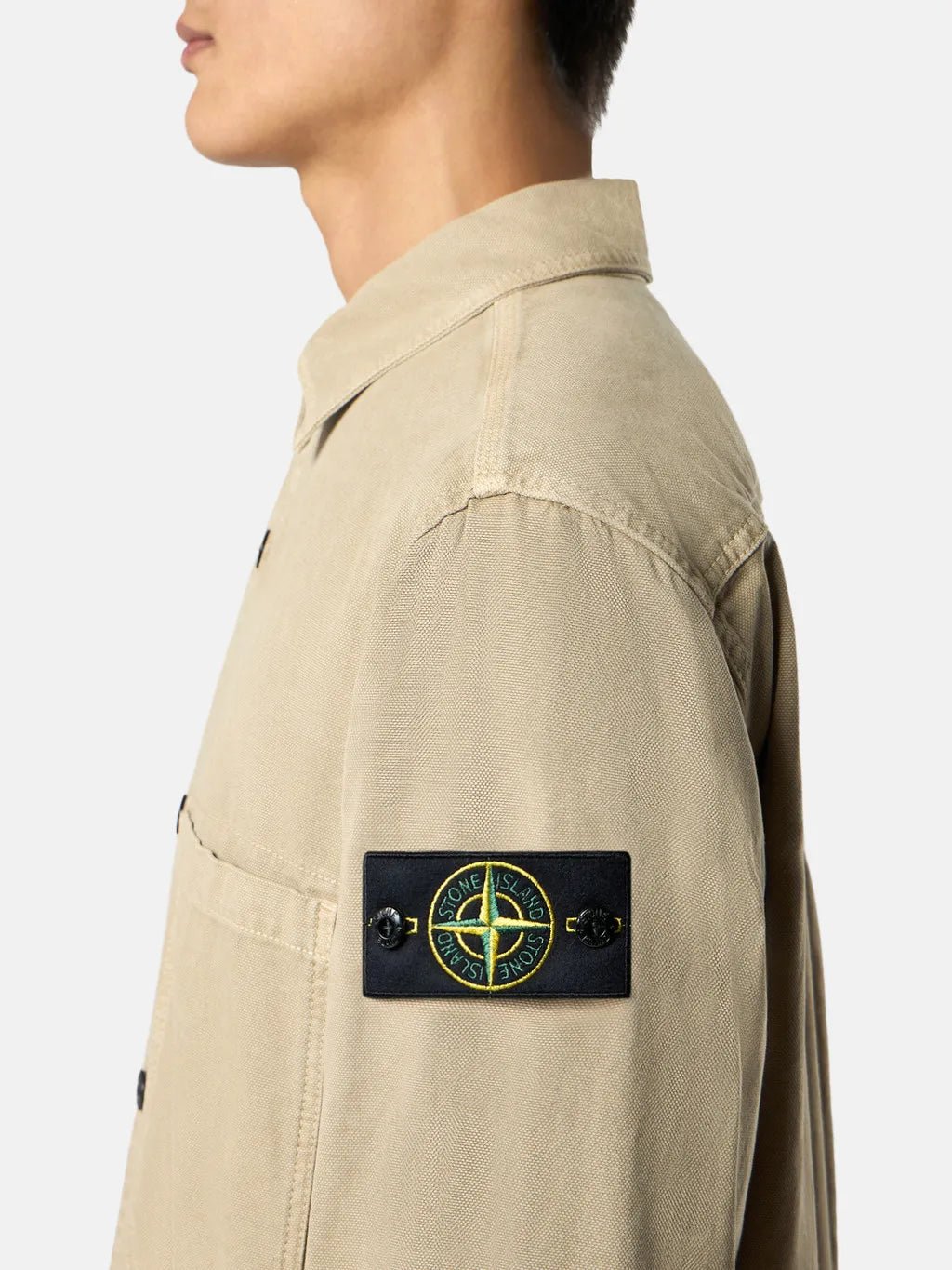 STONE ISLAND - Chemises - 1200025 ORGANIC PANAMA COTTON 'OLD' EFFECT beige - Lothaire