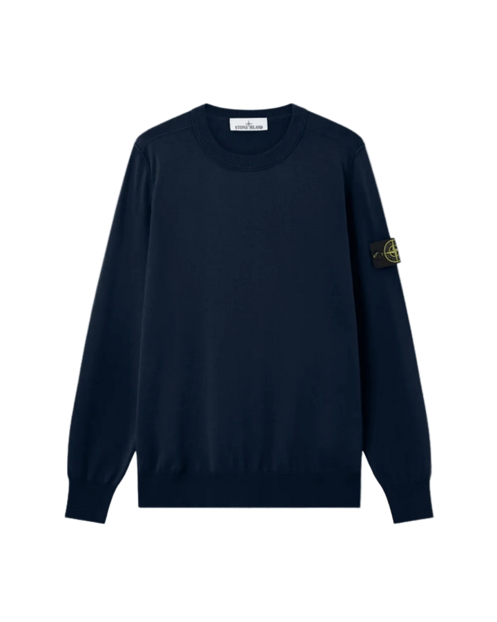 STONE ISLAND - Crewneck jumper with rolled edge seams Marine - Lothaire