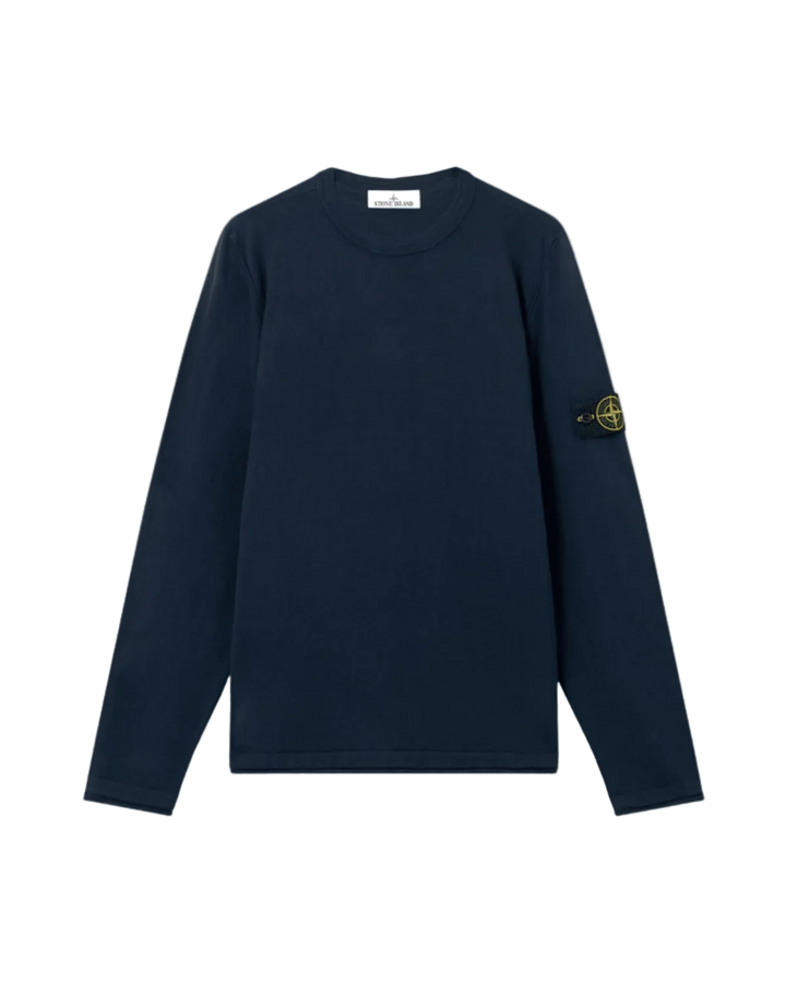 STONE ISLAND - Crewneck Jumper with Small Roll Finishes Marine - Lothaire