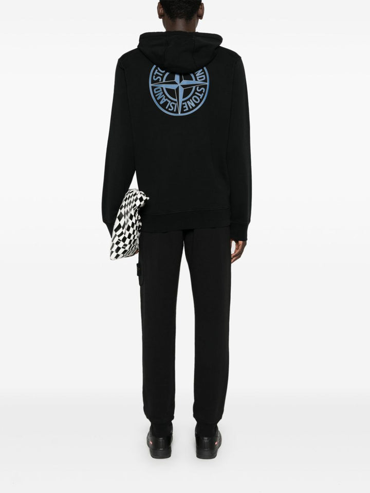 STONE ISLAND - Hoodie en coton à logo imprimé noir - Lothaire