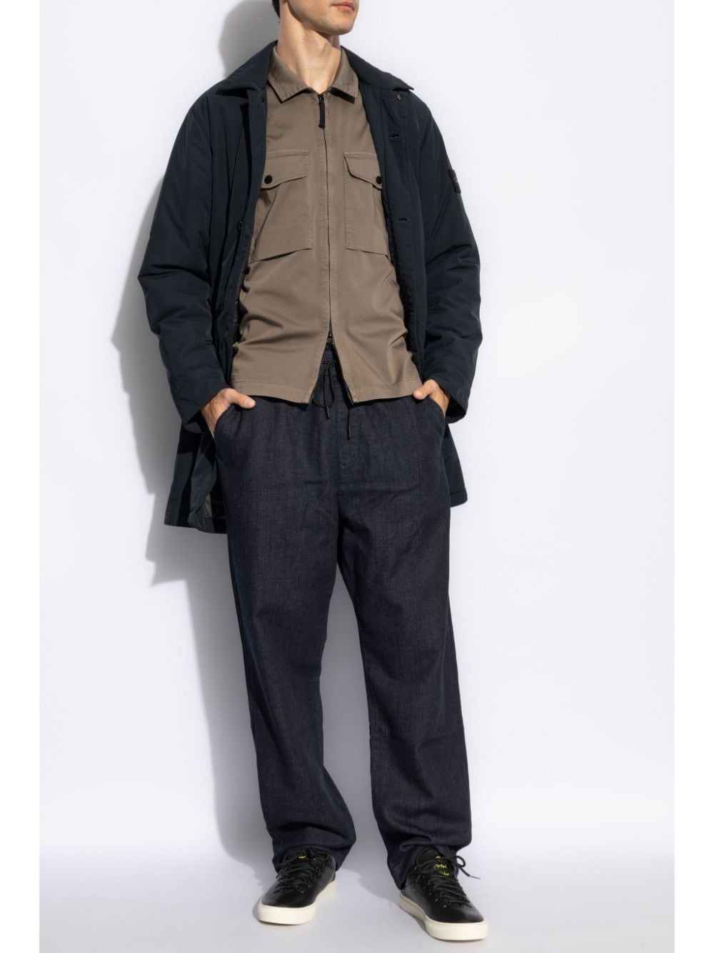 Stone Island : manteau imperméable bleu marine - Lothaire