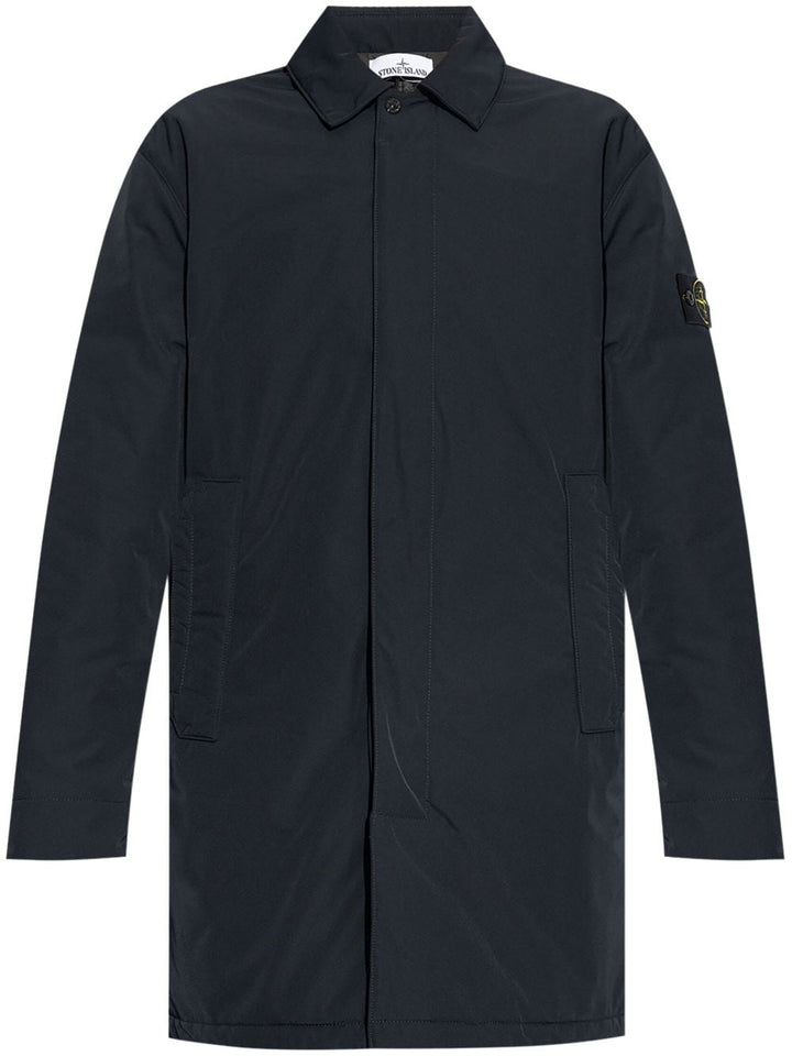Stone Island : manteau imperméable bleu marine - Lothaire