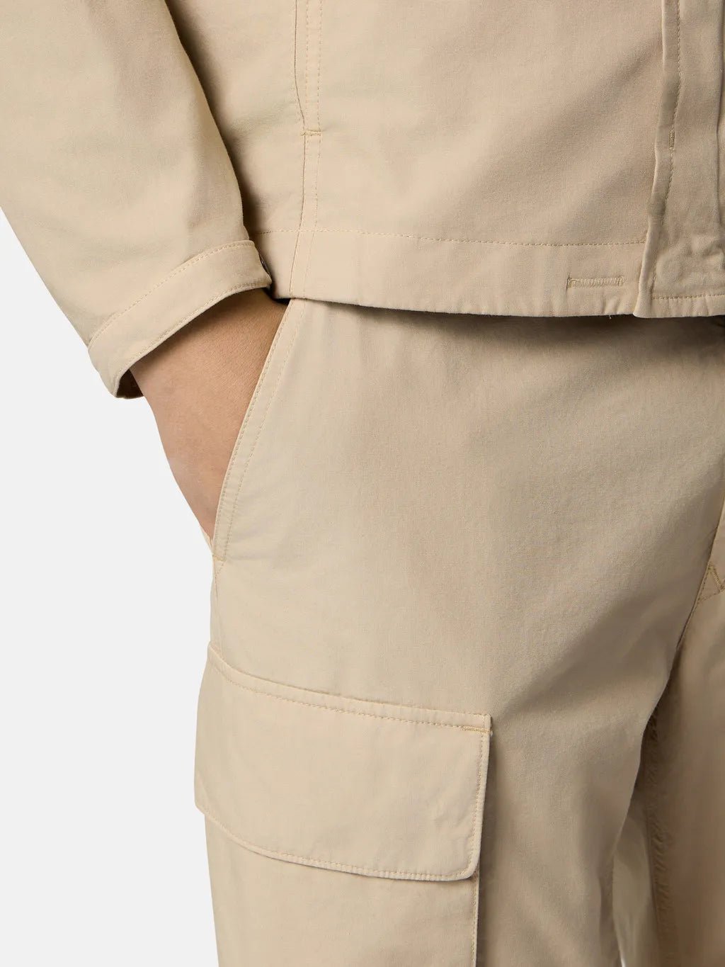 STONE ISLAND - Pantalon cargo coupe regular à poches pressionnées et zippées beige - Lothaire