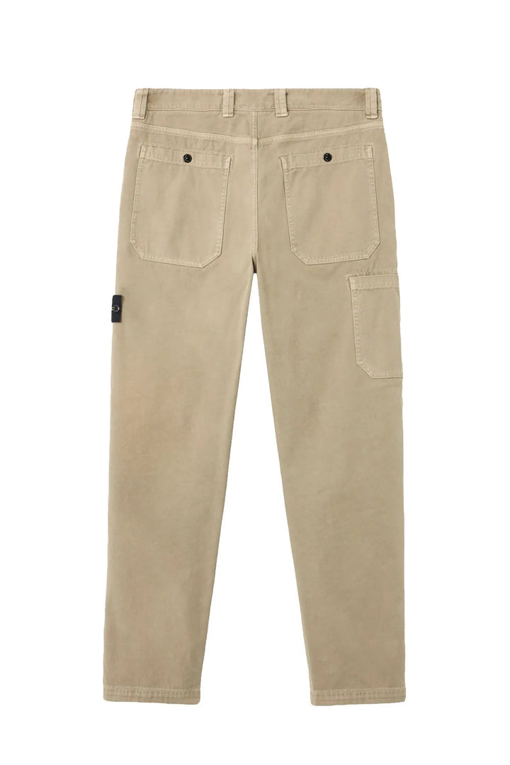 STONE ISLAND - Pantalon cargo coupe regular à poches pressionnées et zippées beige - Lothaire