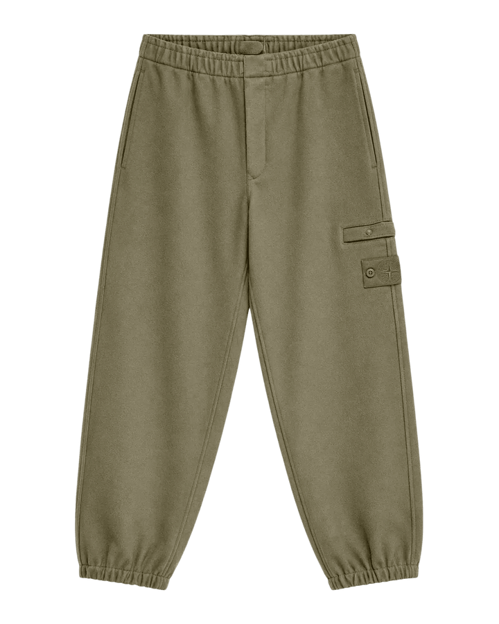 STONE ISLAND - Pantalon cargo en laine vierge Vert militaire - Lothaire