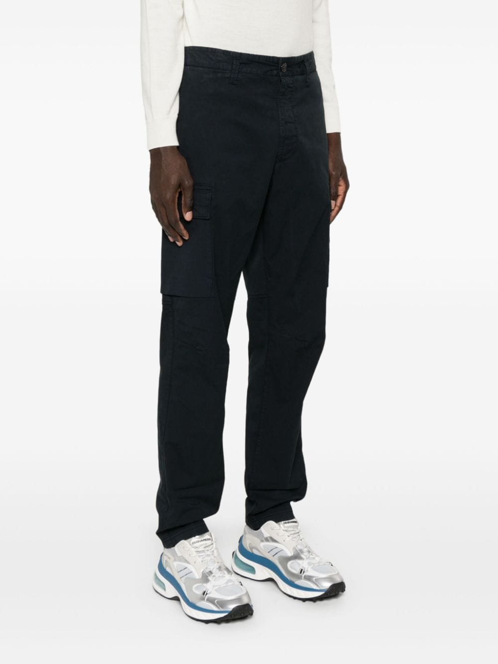 STONE ISLAND - pantalon fuselé à poches cargo bleu marine - Lothaire