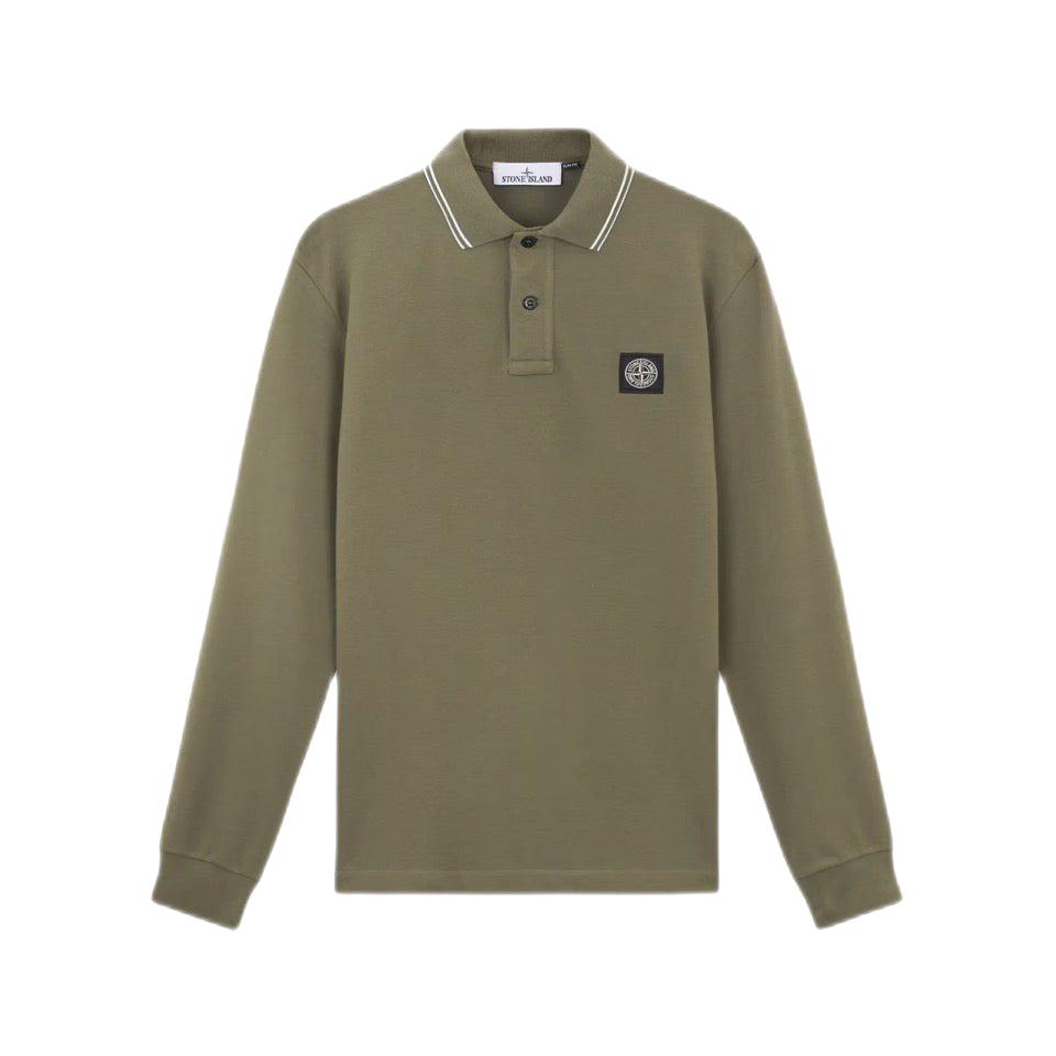 STONE ISLAND - Polo en piqué à design ondulé vert olive - Lothaire